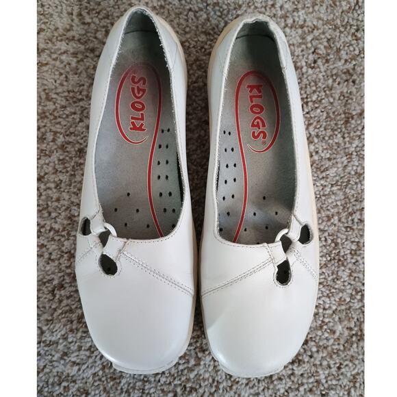 Women’s White Leather Klogs Comfort Slip Resistant Size 6 M - Picture 1 of 16